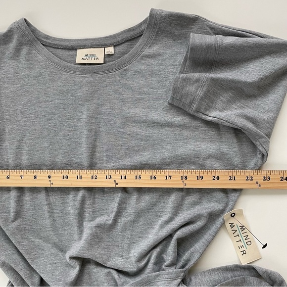 MIND/MATTER Gray Grey French Terry Long Sleeve Wrap MIDI Dress Size LARGE NWT - Picture 8 of 9